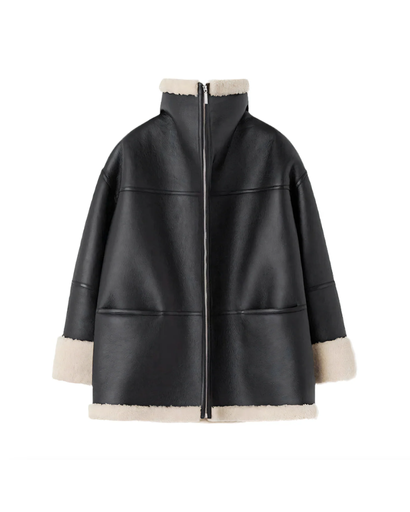 Veste d’Hiver Oversize Femme en Fourrure Douce | Style Biker Chic & Élégant