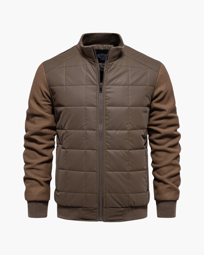 Blouson matelassé à manches texturées pour homme