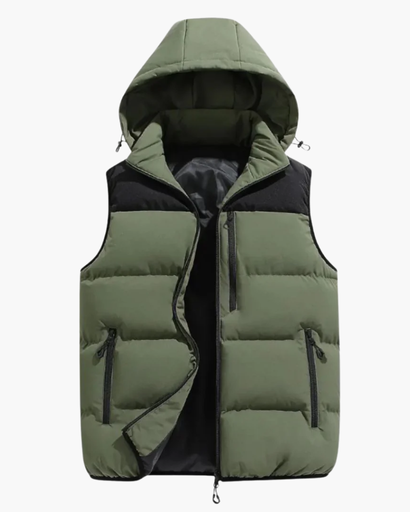 Doudoune Sans Manches Homme – Bicolore avec Capuche Amovible