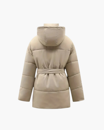 Manteau matelassé femme avec capuche et ceinture