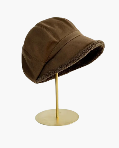 Chapeau femme doublé avec bordure en tissu texturé