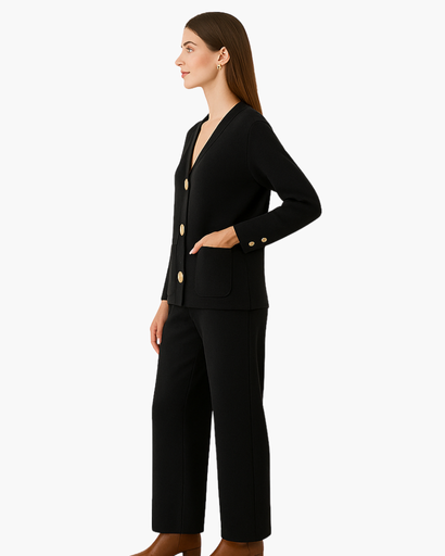 Ensemble Femme 2 Pièces avec Grands Boutons Dorés – Chic & Confortable