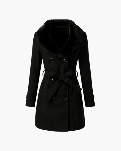 Manteau élégant pour femme avec double boutonnage et ceinture