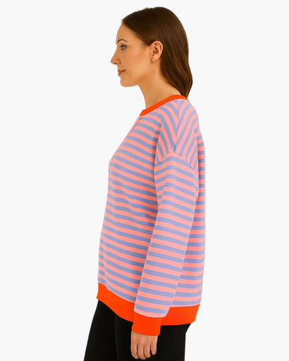 Sweat Femme Oversize à Rayures – Confort Doux et Respirant, Style Décontracté Chic