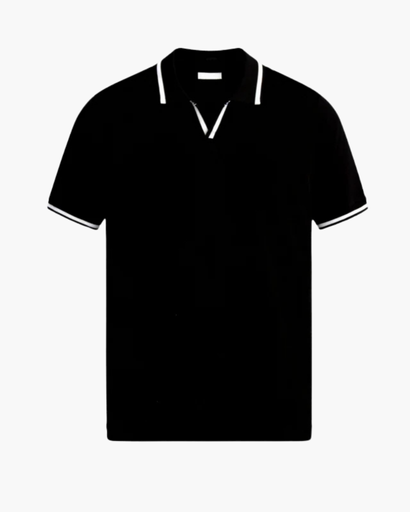 Polo Homme Décontracté à Col Ouvert avec Détail Contrastant