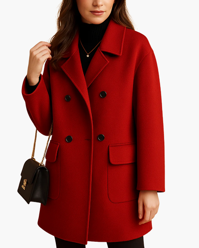 Manteau Femme – Mélange Laine – Fermeture Double Boutonnage