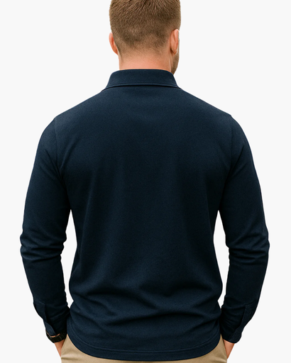Polo à Manches Longues Old Money pour Homme – Col Classique et Patte à Boutons