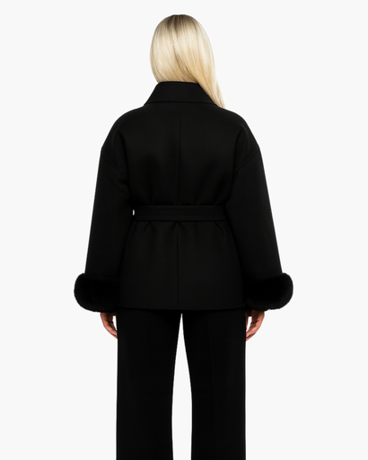 Manteau Femme Élégant avec Ceinture – Manches Finition Chic