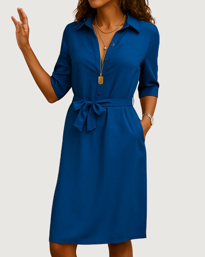 Robe chemise élégante avec ceinture nouée – Chic intemporel