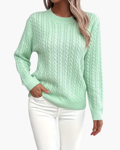 Pull femme torsadé à col rond