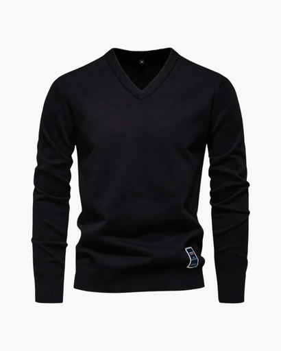 Pull homme à col en V et finitions côtelées