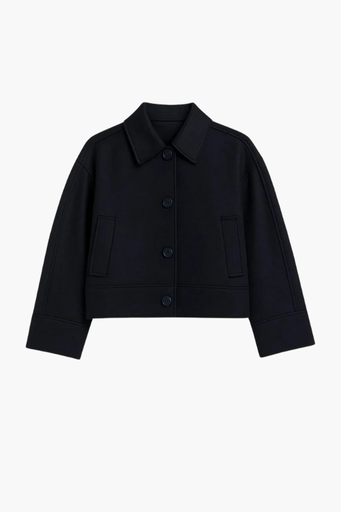 Veste Courte Élégante Femme | Coupe Droite et Boutons Structurés