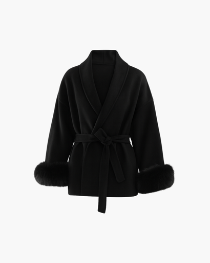 Manteau Femme Élégant avec Ceinture – Manches Finition Chic