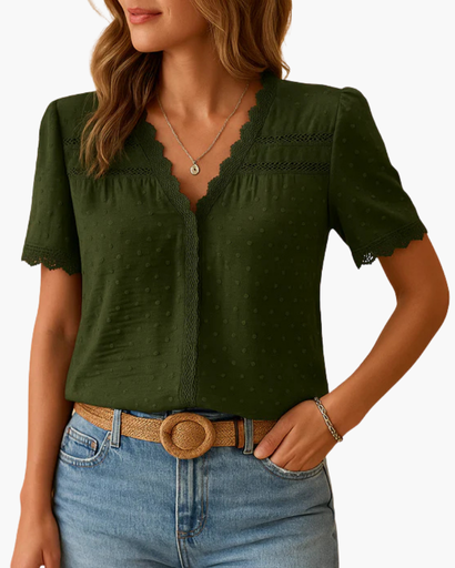Blouse légère avec détails en dentelle et boutons