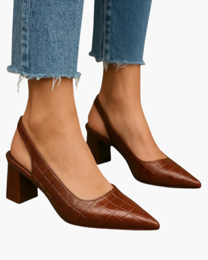Escarpin Slingback Femme Talon Bloc – Style Bureau Élégant | Invitée de Mariage & Chic