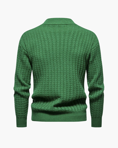 Pull homme à maille côtelée légère, col montant et confortable