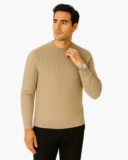Pull en maille torsadée pour homme – Style Old Money