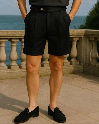 Bermuda habillé pour homme Taille haute avec plis raffinés
