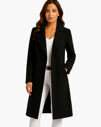 Manteau Long Élégant Femme – Double Boutonnage, Chic et Intemporel