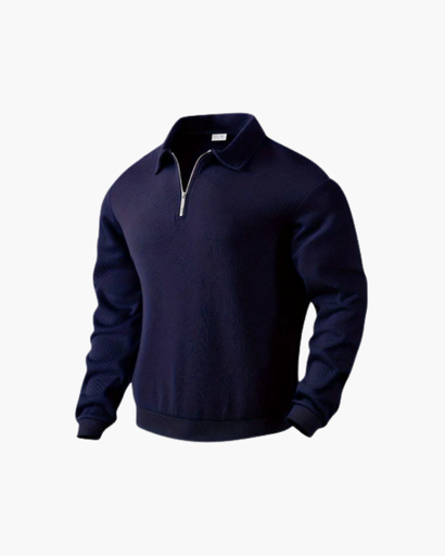 Pull pour homme à col zippé, design moderne et structuré