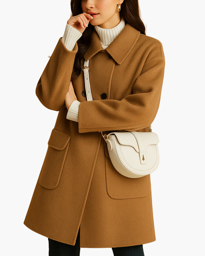 Manteau Femme – Mélange Laine – Fermeture Double Boutonnage