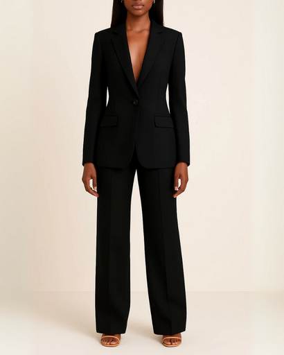 Tailleur Femme Élégant avec Blazer Cintré et Pantalon Droit | Costume Chic Professionnel