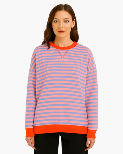 Sweat Femme Oversize à Rayures – Confort Doux et Respirant, Style Décontracté Chic