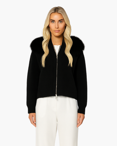 Gilet Femme Zippé avec Col en Fourrure – Chaud & Élégant Hiver  Jo