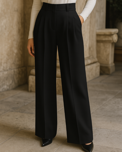 Pantalon taille haute Élégance intemporelle à jambe droite