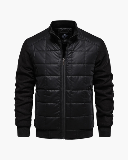 Blouson matelassé à manches texturées pour homme