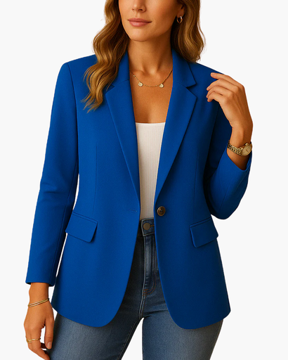 Blazer femme à col tailleur et fermeture un bouton