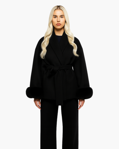 Manteau Femme Élégant avec Ceinture – Manches Finition Chic