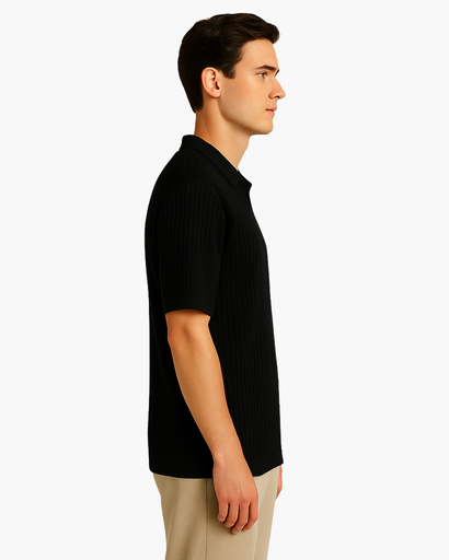 Polo Homme en Maille Côtelée – Élégance Estivale