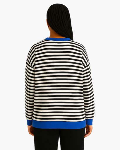 Sweat Femme Oversize à Rayures – Confort Doux et Respirant, Style Décontracté Chic
