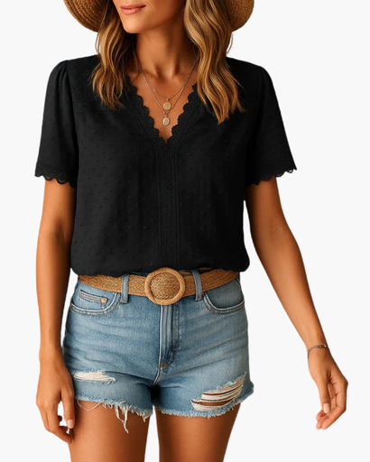 Blouse légère avec détails en dentelle et boutons