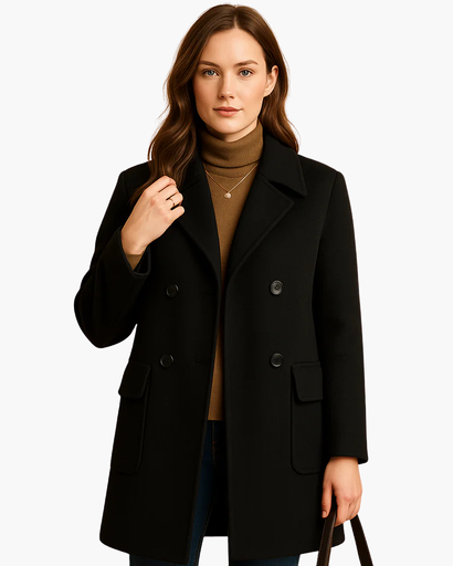 Manteau Femme – Mélange Laine – Fermeture Double Boutonnage