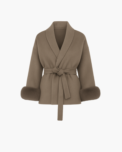 Manteau Femme Élégant avec Ceinture – Manches Finition Chic