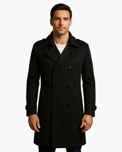 Trench Long Homme à Double Boutonnage