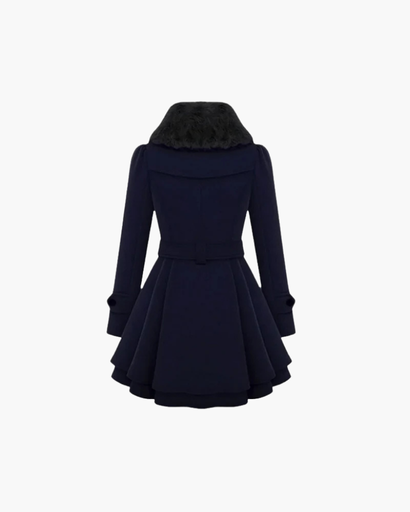 Manteau Femme Évasé à Double Boutonnage avec Ceinture