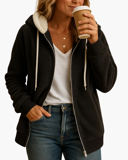 Veste à Capuche Femme Doublée en Polaire – Confort & Style Décontracté