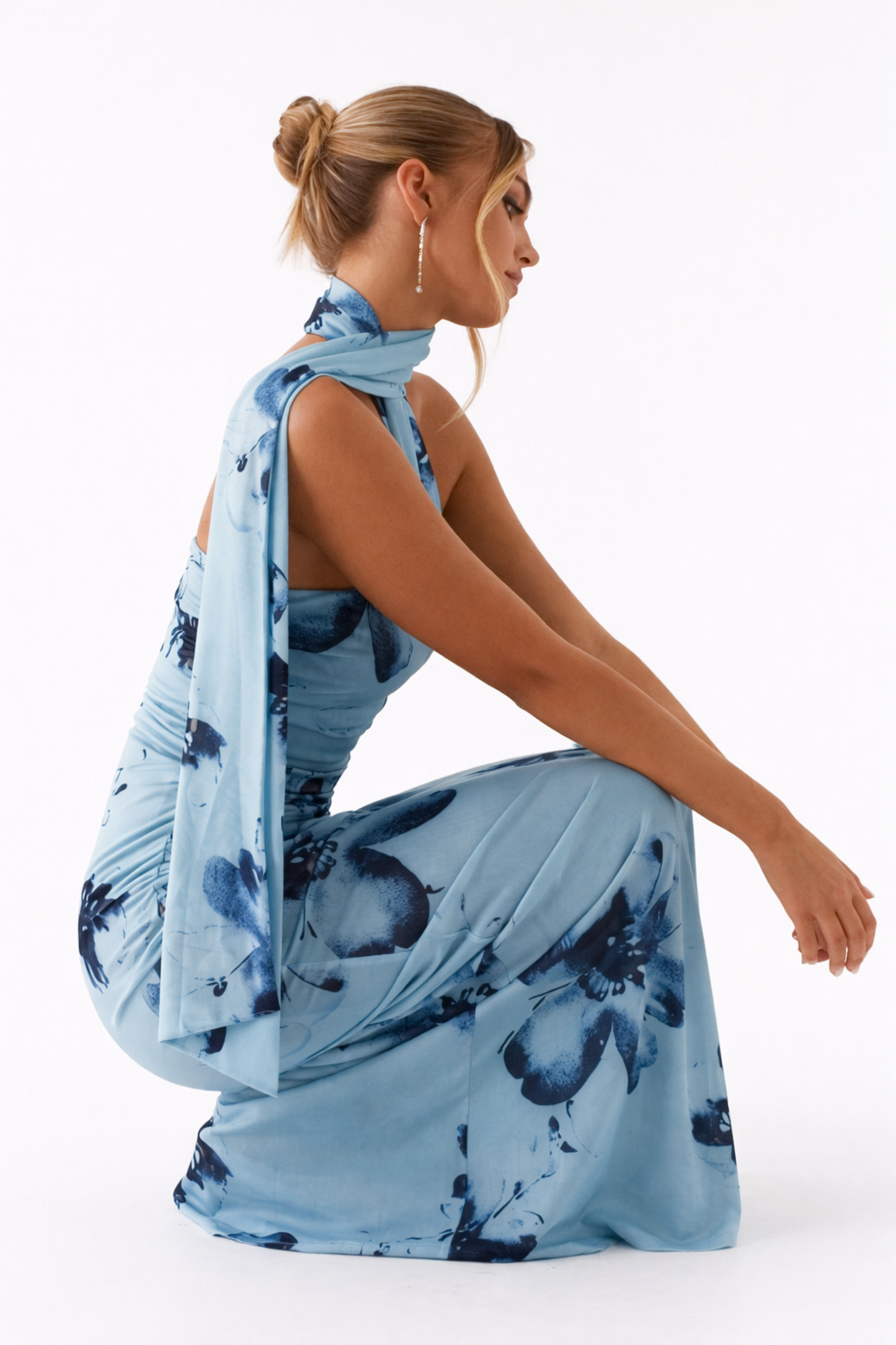 Robe Longue Asymétrique Drapée Bustier Élégante Soirée Cérémonie