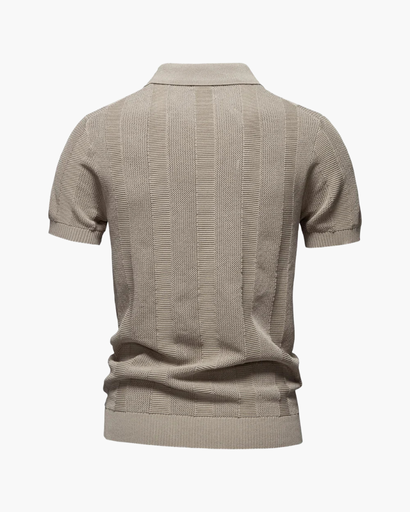 Polo homme à rayures texturées et col ouvert