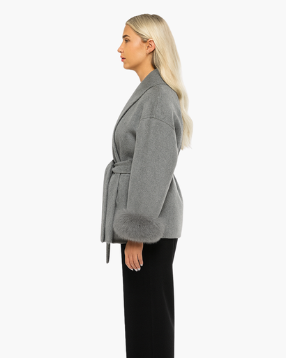 Manteau Femme Élégant avec Ceinture – Manches Finition Chic