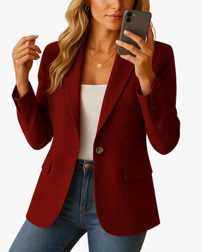 Blazer femme à col tailleur et fermeture un bouton