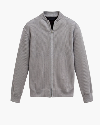 Cardigan Zippé Homme en Maille – Col Rond & Finition Côtelée