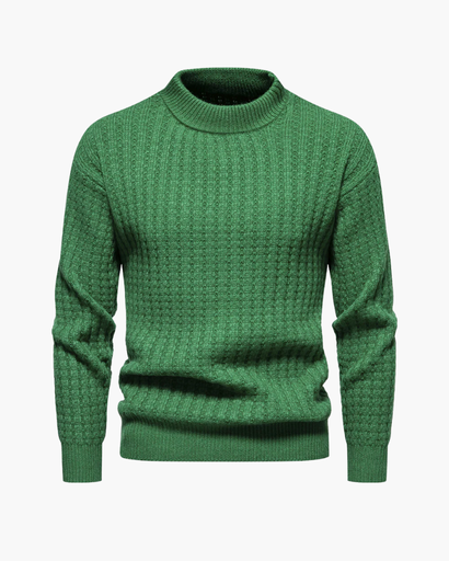 Pull homme à maille côtelée légère, col montant et confortable