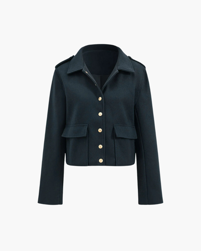 Veste femme courte à double poche et boutons