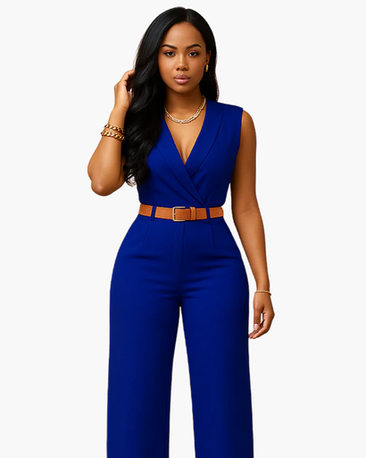 Combinaison femme avec ceinture et jambes larges
