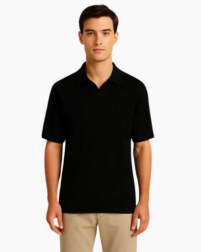 Polo Homme en Maille Côtelée – Élégance Estivale