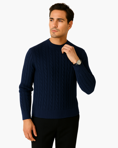 Pull en maille torsadée pour homme – Style Old Money